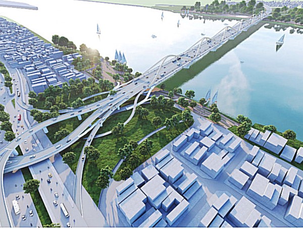 Hà Nội phê duyệt kết quả thi tuyển phương án kiến trúc cầu Trần Hưng Đạo vượt sông Hồng