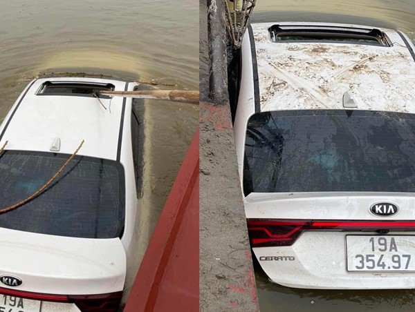 Xác minh vụ ô tô Kia Cerato trôi trên sông Hồng