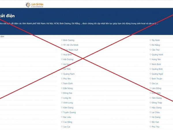 Cảnh báo xuất hiện website lạ thông tin sai về lịch cắt điện