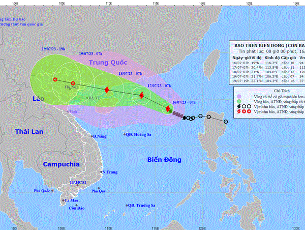 Bão số 1 tiếp tục mạnh lên, hướng về miền Bắc nước ta
