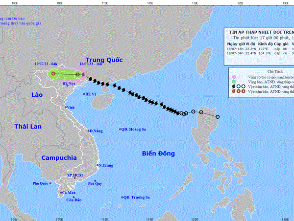 Bão số 1 suy yếu thành áp thấp nhiệt đới