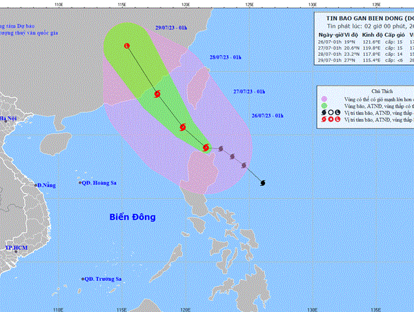 Bão Doksuri giật trên cấp 17 đang vào biển Đông