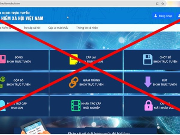 Cảnh báo trang web giả mạo Cổng Thông tin điện tử Bảo hiểm Xã hội Việt Nam