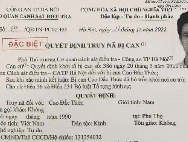 Truy nã đối tượng lừa đảo chiếm đoạt tiền đặt cọc mua căn hộ dự án bất động sản