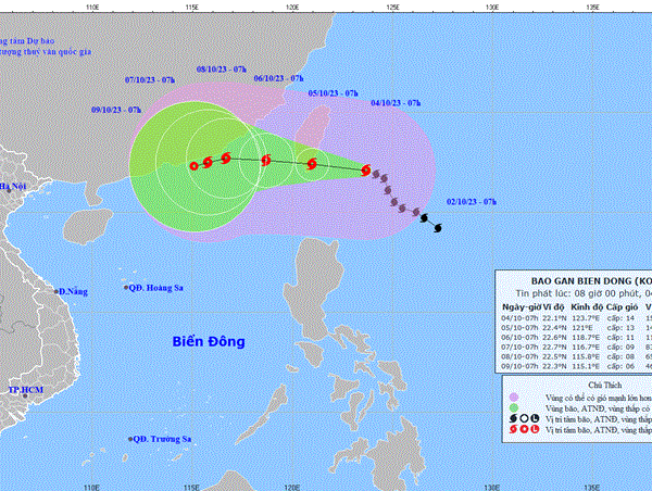Bão Koinu giật cấp 17 sắp vào Biển Đông