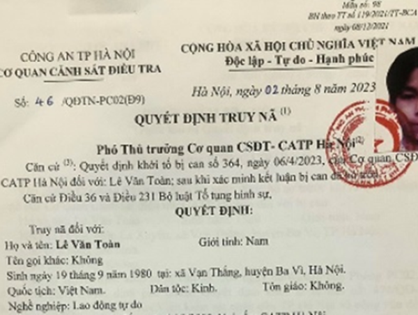 Truy nã đối tượng giả danh giám đốc công ty xuất khẩu lao động để lừa đảo chiếm đoạt tài sản