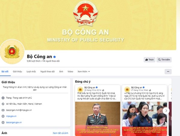 Bộ Công an lập trang thông tin trên nền tảng mạng xã hội Facebook