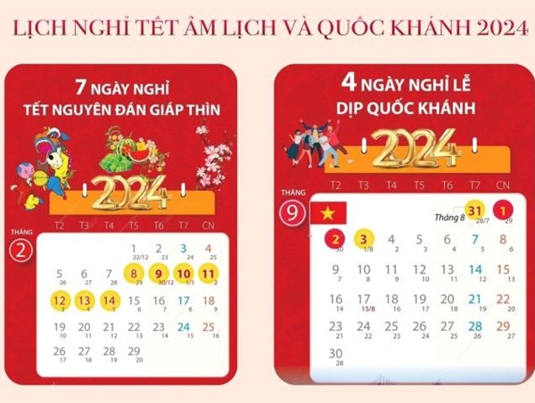 Hà Nội thông báo lịch nghỉ Tết Âm lịch và nghỉ lễ Quốc khánh năm 2024