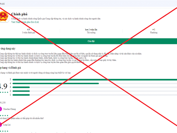 Cảnh giác ứng dụng giả mạo Cổng dịch vụ công quốc gia để lừa đảo chiếm đoạt tài sản