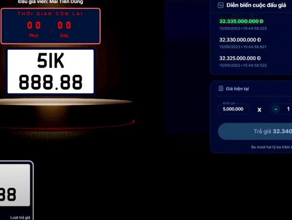 Biển số 51K-888.88 được trả giá hơn 32 tỷ đồng