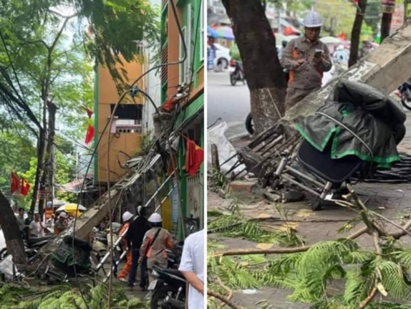  Hải Phòng: Đổ cột điện cạnh trường mầm non 