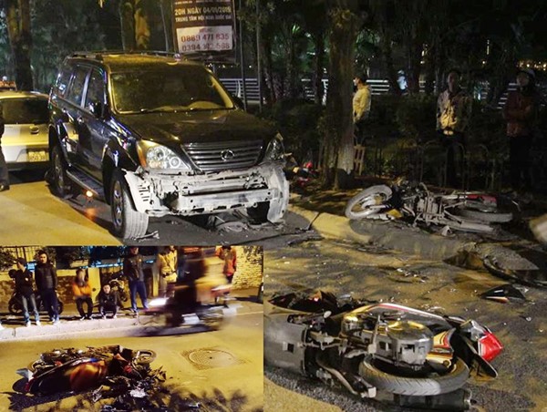 Hà Nội: Xế hộp hạng sang đâm liên hoàn trên phố, nhiều người bị thương