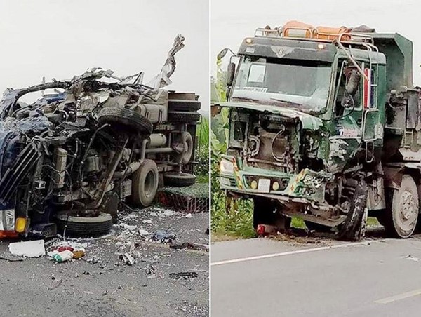 Ô tô chở gà đâm xe ben, 1 tài xế tử vong