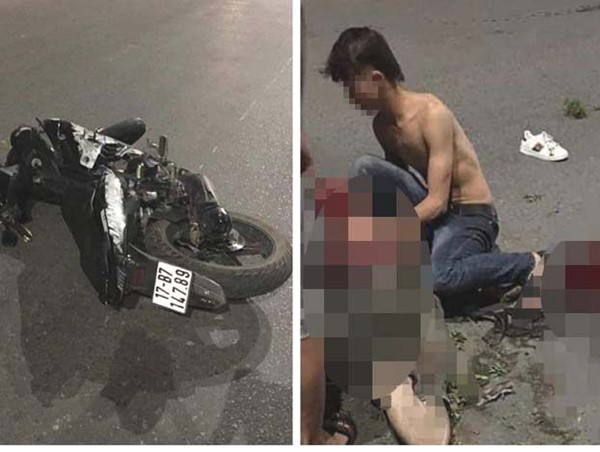 Xe máy chở 5 tông vào dải phân cách giữa đêm, 4 người tử vong