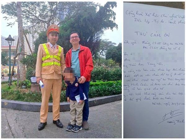 Cảnh sát giao thông Hà Nội giúp học sinh lớp 1 lạc đường trở về trường an toàn 