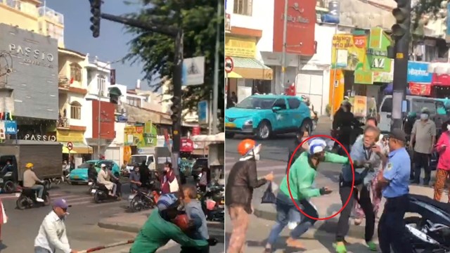 Tài xế xe ôm hỗn chiến trước cổng bệnh viện