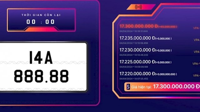 Biển số 14A-888.88 lần thứ 2 lên sàn được đấu giá bao nhiêu?