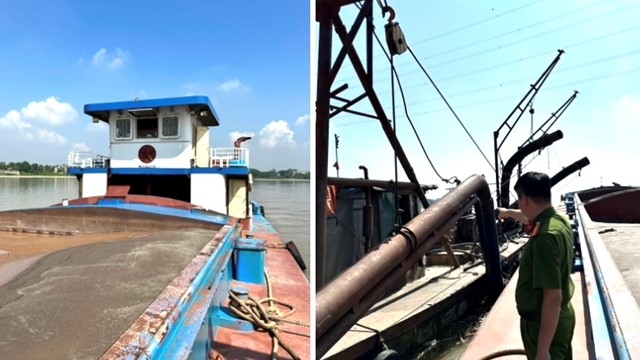 Hà Nội: Bắt giữ tàu khai thác cát trái phép trên sông Hồng