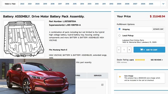 Bộ pin của Ford Mustang Mach-E có giá gần 24.000 USD