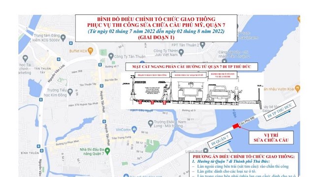 TP Hồ Chí Minh: Điều chỉnh giao thông trên cầu Phú Mỹ từ ngày 2/7