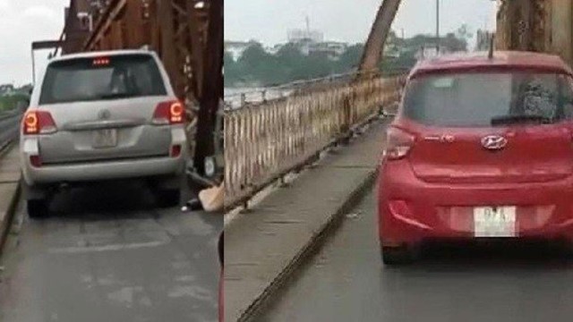 Phạt nghiêm xe ô tô bất chấp biển cấm đi lên cầu Long Biên