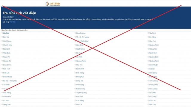 Cảnh báo xuất hiện website lạ thông tin sai về lịch cắt điện
