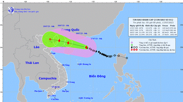 Tin khẩn cấp về bão số 1