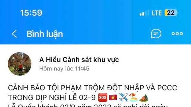 Cảnh báo phòng ngừa tội phạm trộm đột nhập trong dịp nghỉ lễ Quốc Khánh 2/9