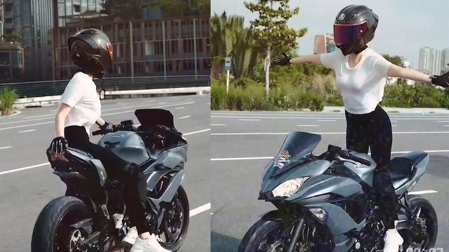Người mẫu Ngọc Trinh bị xử phạt vì buông 2 tay khi đi xe mô tô phân khối lớn