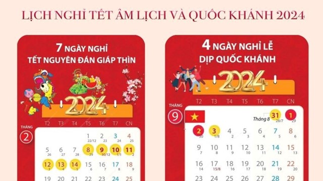 Hà Nội thông báo lịch nghỉ Tết Âm lịch và nghỉ lễ Quốc khánh năm 2024