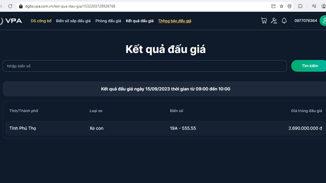 Biển số tỉnh Phú Thọ được đấu giá lên tới gần 2,7 tỷ đồng