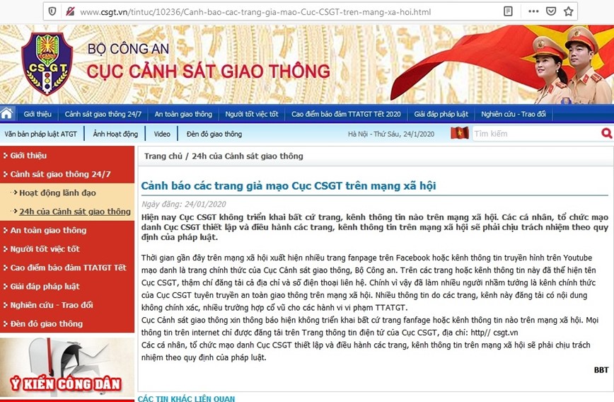 Canh bao cac trang gia mao Cuc Canh sat giao thong tren mang xa hoi - Hinh anh 1