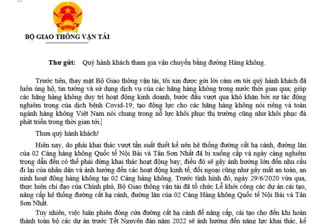 Bo truong Bo Giao thong va Van tai gui tam thu cho hanh khach di may bay - Hinh anh 2