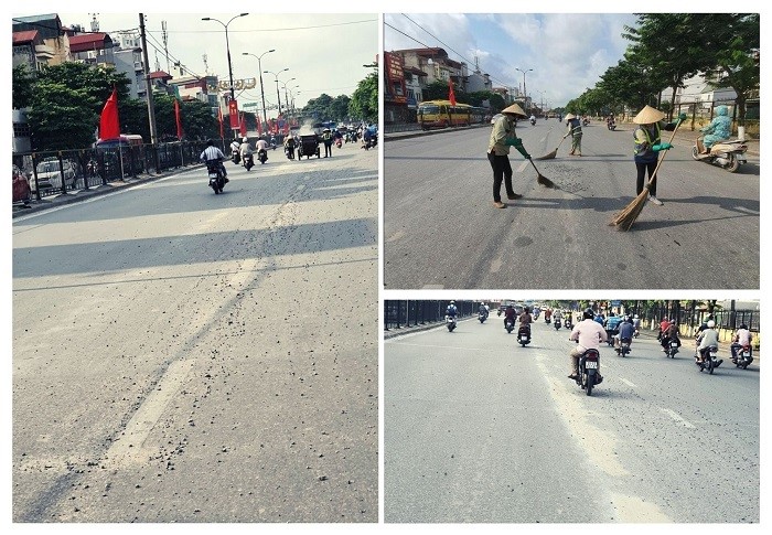 De nghi trich xuat camera truy tim phuong tien de roi vai vat lieu xay dung tren duong Giai Phong - Hinh anh 1