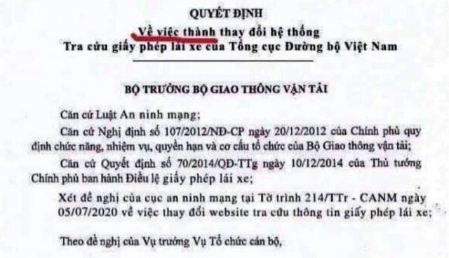 Xuat hien quyet dinh dung he thong tra cuu giay phep lai xe gia tren mang xa hoi - Hinh anh 1