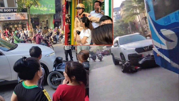 Ha Noi: Nghi van tai xe o to say ruou keo le xe SH tren duong - Hinh anh 1