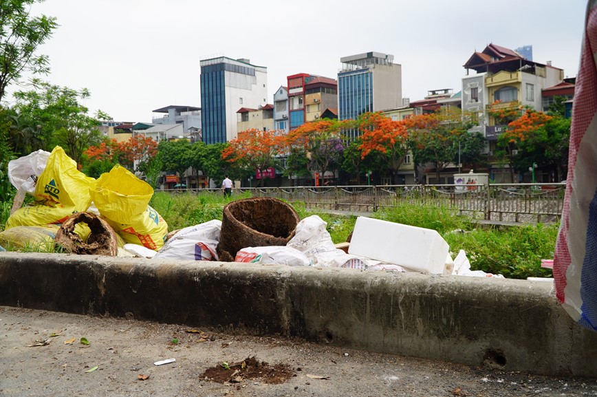 Nguoi di lai thua thot, rac thai ngon ngang tren duong danh rieng cho xe dap tai Ha Noi - Hinh anh 2