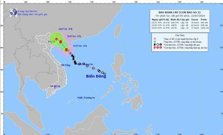 Bao so 2 giat cap 11, toc do 15km/gio, dem nay se vao Vinh Bac Bo - Hinh anh 1