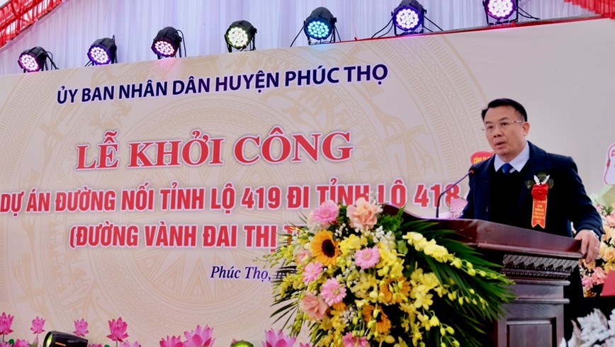 Huyen Phuc Tho khoi cong tuyen duong noi hai Tinh lo 418 va 419 - Hinh anh 2