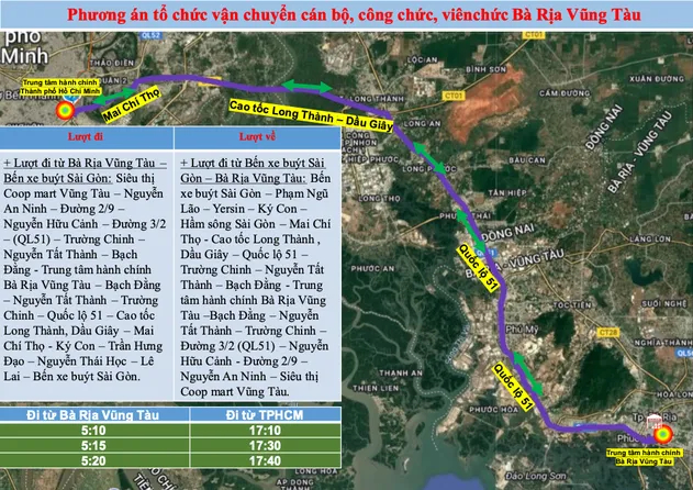 Lộ trình đưa đón miễn phí cán bộ đến TP Hồ Chí Minh làm việc từ ngày 1/7/2025 - Hình ảnh 2 Lo trinh dua don mien phi can bo den TP Ho Chi Minh lam viec tu ngay 1/7/2025 - Hinh anh 2