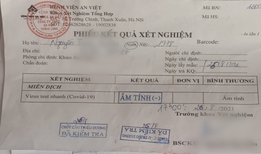 Ha Noi: Phat 5 trieu dong tai xe o to sua giay xet nghiem Covid-19 - Hinh anh 1